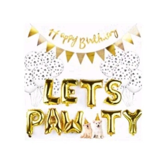 Dog Birthday Party Supplies Paw Print Balloons w Neoprene Padded Collar/Leash - Picture 2 of 12